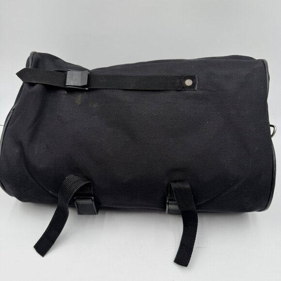 Harley-Davidson Black Leather Canvas Travel Bag With Embossed Logo Durable Strap - Picture 4 of 12